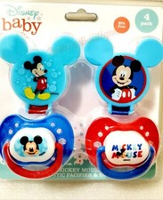 4 PACK DISNEY BABY MICKEY MOUSE ORTHODONTIC PACIFIER  HOLDER SET. BPA-FREE 0M 