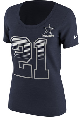 Dallas Cowboys NFL Ezekiel Elliott #21 Women's Modern N&N T-Shirt, 2XL