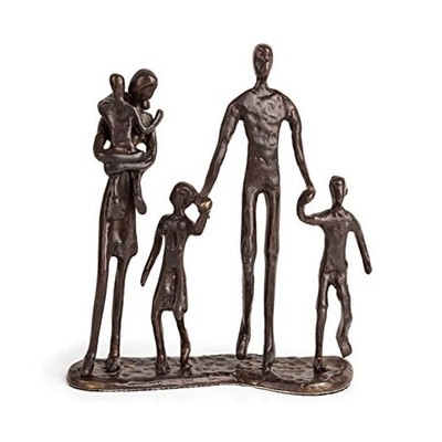 . Family of Five Sand Casted Metal Sculpture in a Beautiful Bronze Finish 