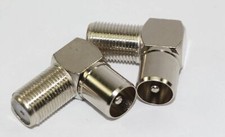 2 x Right Angled 90 Degree F Connector Female Socket to Coax TV Male Aerial Plug