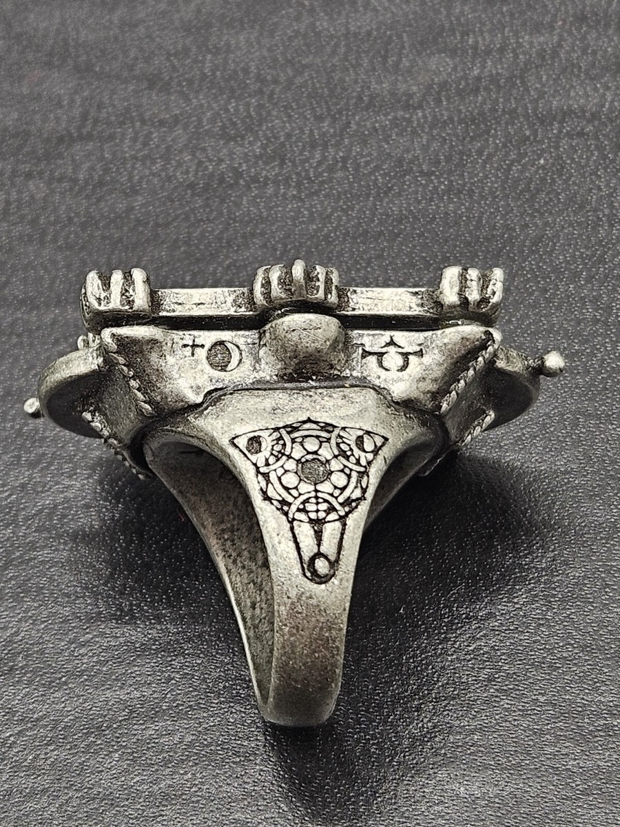 Alchemy Gothic Moon Phase Optimiser Ring Size 10(T) Pewter