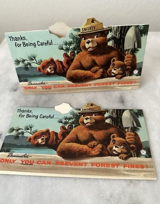 Vintage Smokey Bear Forest Fire Prevention Mailer Card Set of 2 Rare Advertising