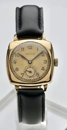 Rolex Ref 3428 9K Gold ‘1938’ WW2 Era Rare Gents Vintage Cushion Watch, 28mm