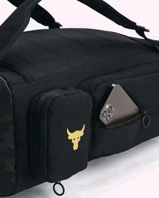 UA Under Armour Project Rock Duffle Backpack Bag Black Gold  display picture 3