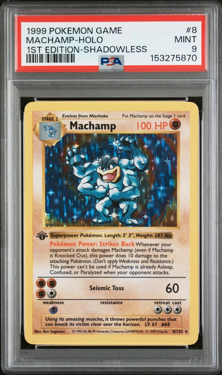 Pokémon TCG Base Set Machamp Grade 9 Individual Collectible Card