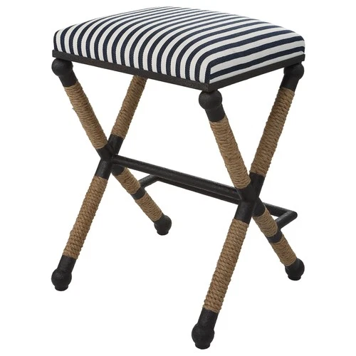 Uttermost 23711 Braddock 19"W Counter Stool - Navy Blue / Cream - Picture 6 of 10