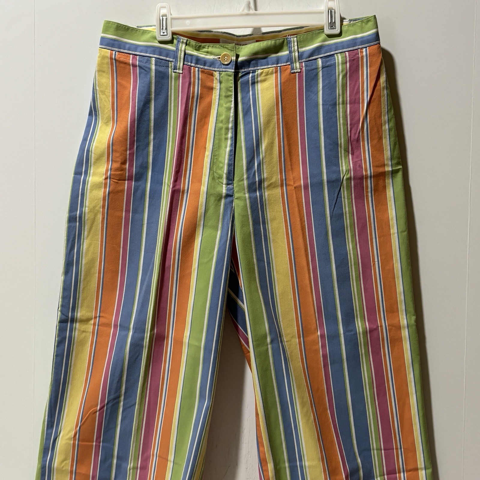 JONES NY Trousers Women Sz 10 Pastel Colors 1990's VTG Coastal Wide Leg Capri