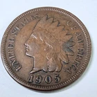1905 Indian Head One Cent Penny Very Fine Details #5698