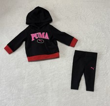 Puma 2 Piece Set Girl  s 3-6M Black Hoodie Pants Outfit New