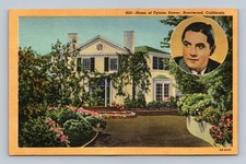 Vintage Postcard Home of Tyrone Power Brentwood California CA Linen