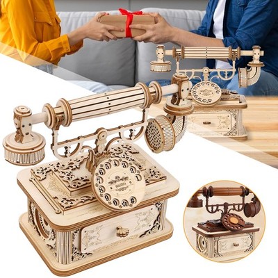 Retro Telefon Holz Modellbausatz 3D Puzzle Erwachsene Holz Puzzle Holzbausatz