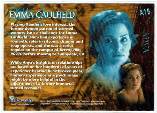 Buffy The Vampire Slayer Season 4 Autograph Auto Card A16 Emma Caulfield as Anya - Image 2 of 2