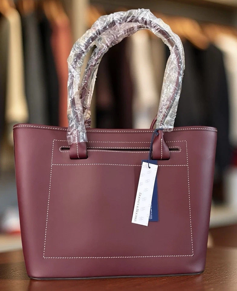 Bolso de Mano Dooney Bourke Burdeos Rojo Borgoña Faro Cuero Liso Shopper Slip Foto 2 de 4