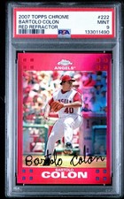 2007 TOPPS CHROME RED REFRACTOR #222 BARTOLO COLON #/99 POP 1 PSA 9 MINT