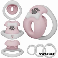 New Puppy Paws Chastity Cage CB Lock with 3 Ring Sissy Abstinence Device for Men