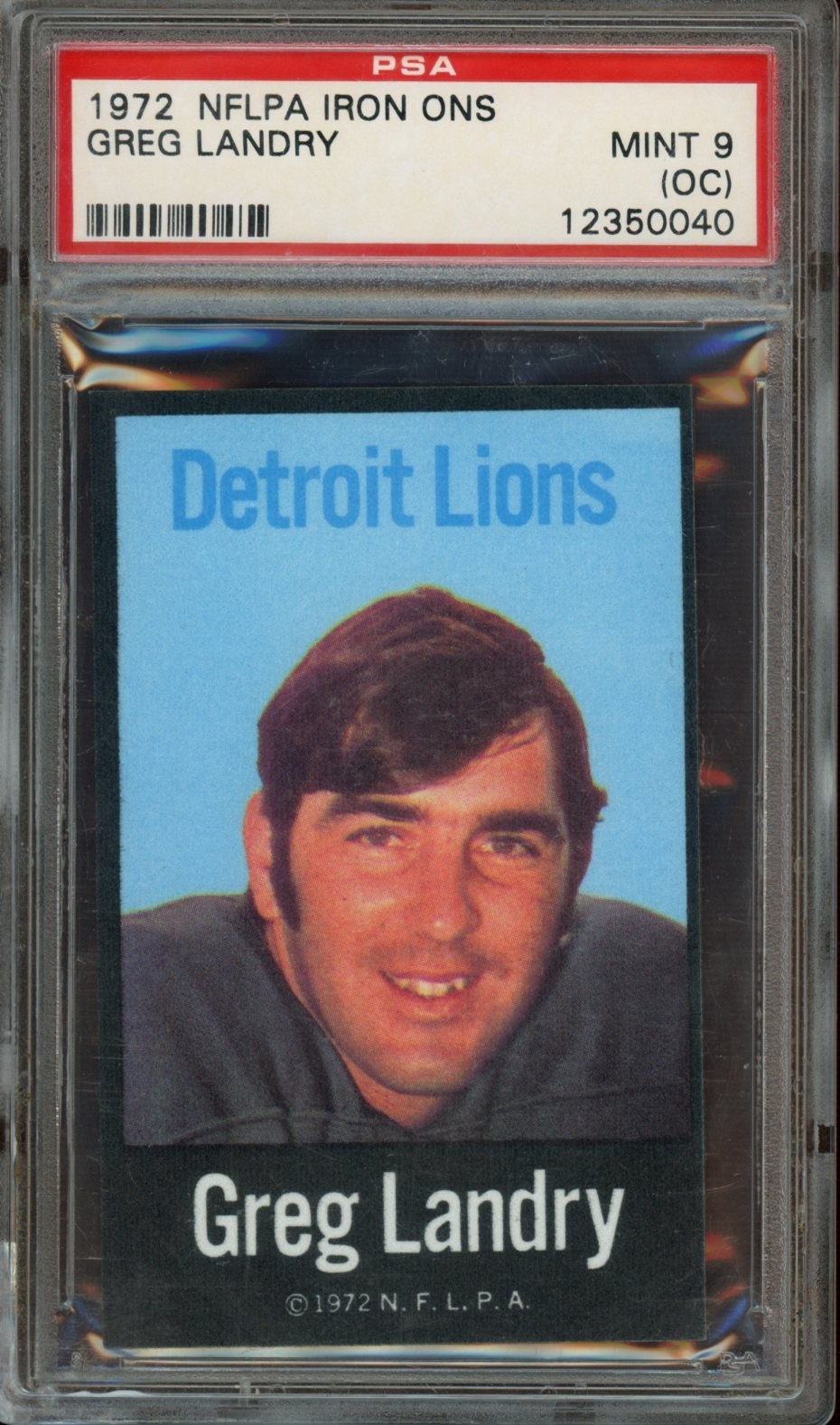 1972 NFLPA IRON ONS Greg Landry front