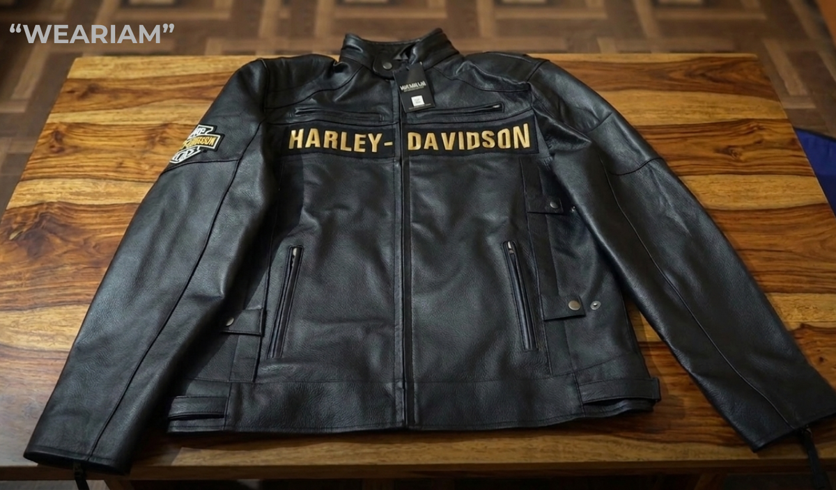 Men Harley Black Biker Jacket - Real Cowhide Leather Motorcycle