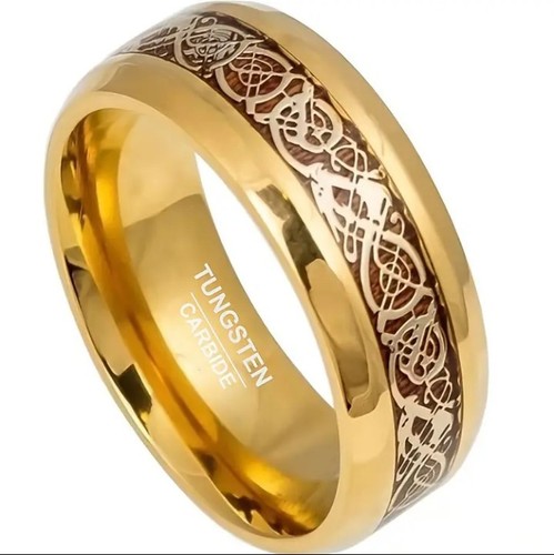 18k Gold Plated Wolfram Ring Herren 6mm - Bild 1 von 2