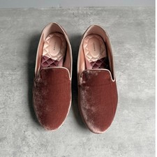 Birdies Heritage The Starling Velvet Flat Loafers Size 9 Amber Salmon Pink EUC