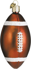 Football Glass Blown Ornament for Christmas Tree, Handcrafted Holiday Decoration