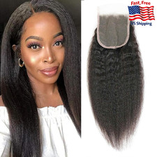 OLFORY 5x5 HD Lace Closure Yaki Kinky Straight Human Hair 12A Brazilian