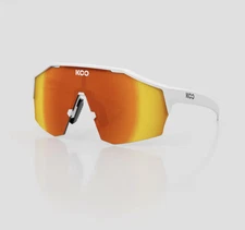 KOO Alibi Cycling Sunglasses - White Matte w/ Red Mirror Lens