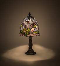Meyda 15" High Tiffany Flowering Lotus Mini Lamp