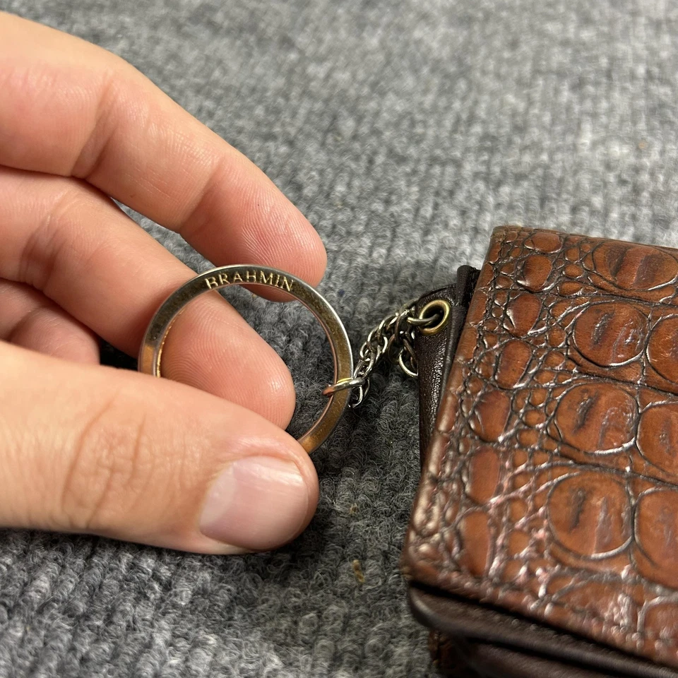 Brahmin Marrón Cocodrilo Cuero Repujado Llave Billetera Identificación Monedero Portatarjetas Foto 2 de 4