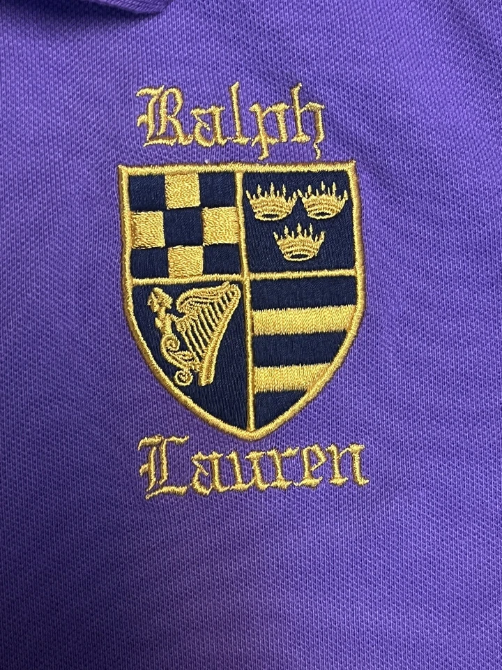 Polo Ralph Lauren Girls Striped Rugby Club Shirt Dress XL X-Large 16 Purple Blue - Image 2 of 4