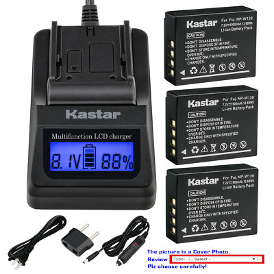 Kastar Battery LCD Fast Charger for Fujifilm NP-W126 BC-W126 & Fujifilm X-PRO2