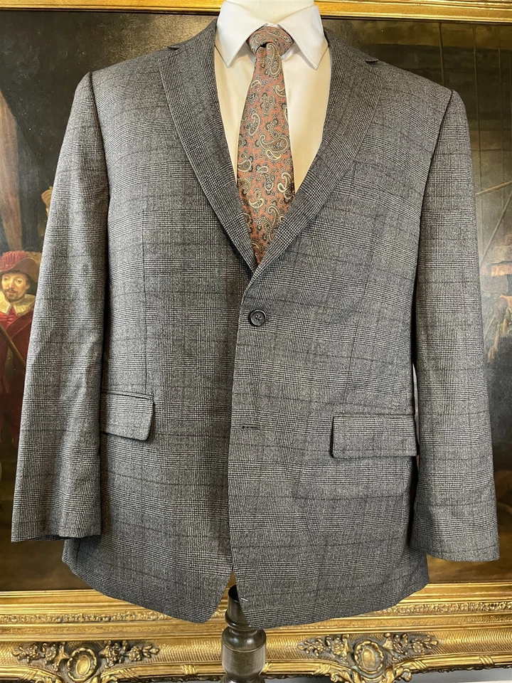 Blazer Michael Kors 42R 100% Lana Marrón Príncipe de Gales Cuadros Tejido Suave 2Btn Foto 2 de 4