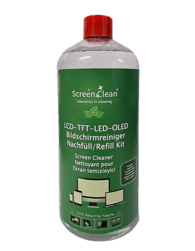 ScreenClean© 1.000ml Bildschirmreiniger Nachfüllflasche, 100% recycling r-Pet