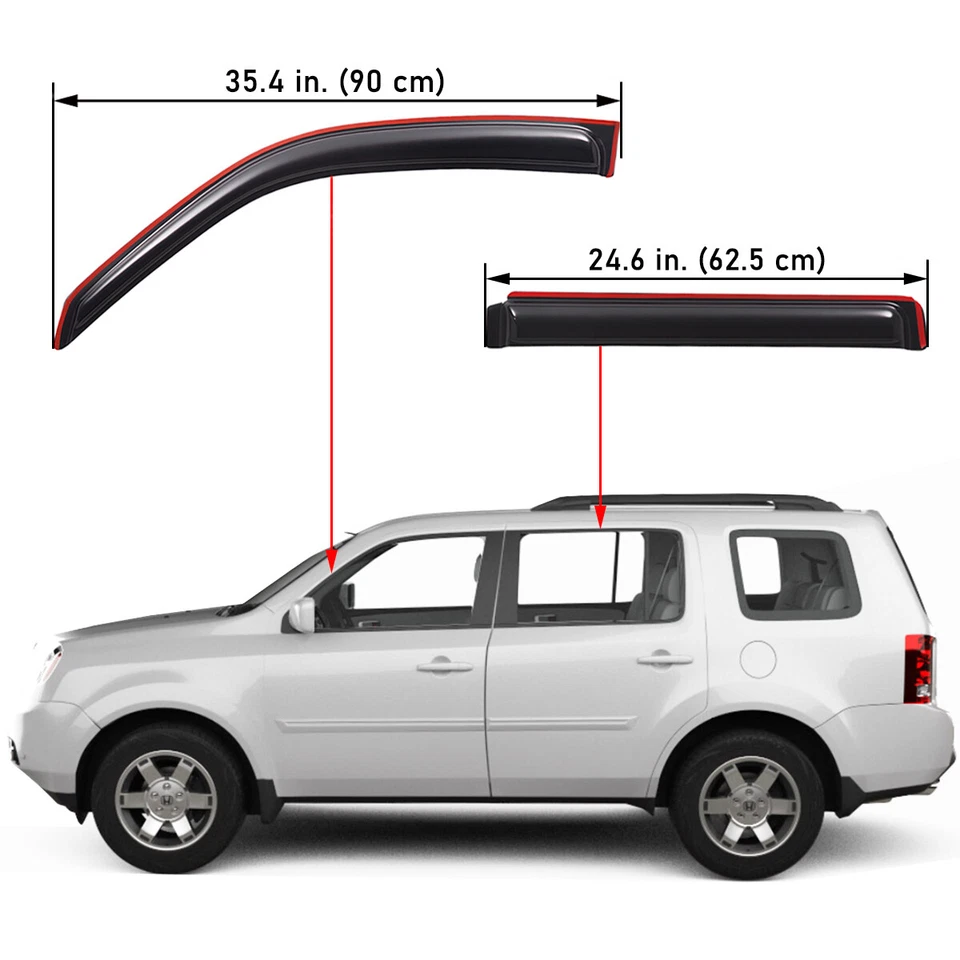 In-Channel Window Visors Sun Rain Guards Vent Shade For 2009-2015 Honda Pilot  Foto 2 de 4