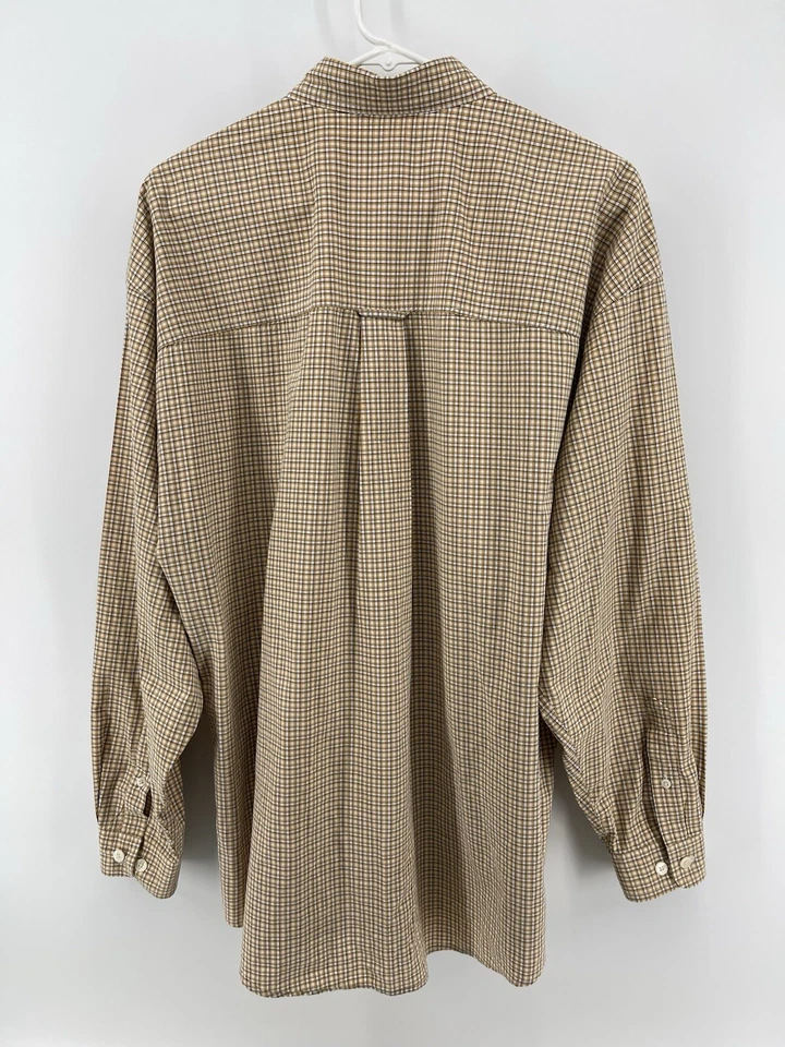 Structure Classic Button Up Shirt Mens Size Medium Beige White Check Long Sleeve - Image 3 of 4