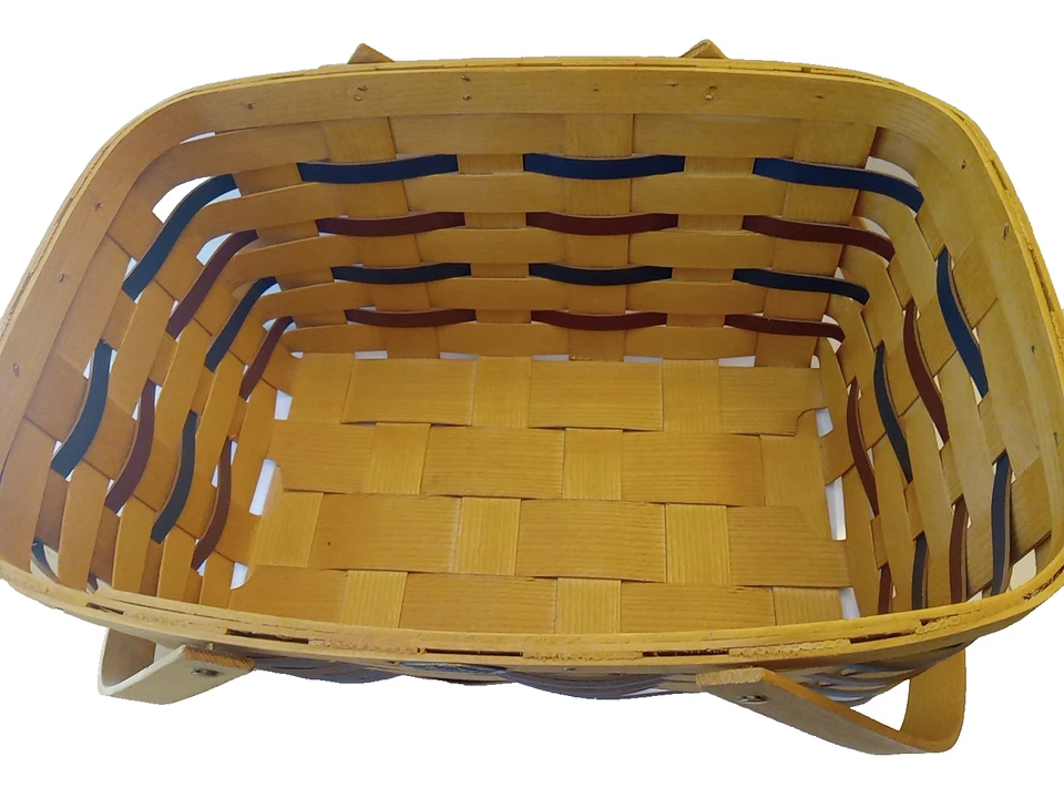 Peterboro Basket Company USA  Large Patriotic With Lid Wooden Handles 12"x16"x9" - Image 4 of 4
