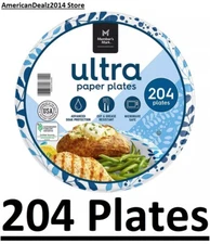 Member's Mark Ultra Dinner Paper Plates (10", 204 ct.) Microwave Safe, Soak Safe