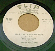 089-THE SIX TEENS PROMO 45- WAS IT A DREAM OF MINE/ARROW OF LOVE- FLIP 322