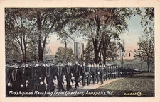 US Naval Academy Navy Military Soldiers Campus Uniforms March Vtg Postcard C48