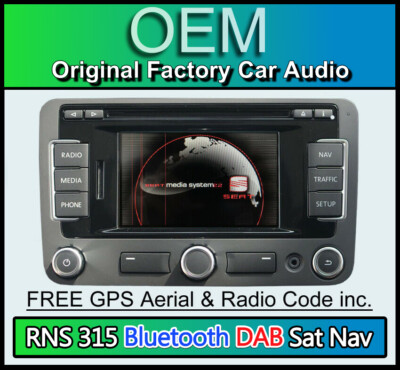 Seat Leon RNS 315 DAB Sat Nav CD Radio Navigation, Bluetooth + Code, Warranty
