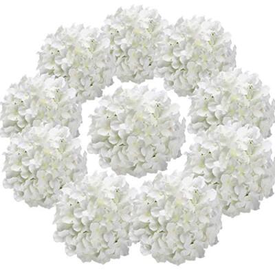  Silk Hydrangea Heads Artificial Flowers Heads with Stems for Home White