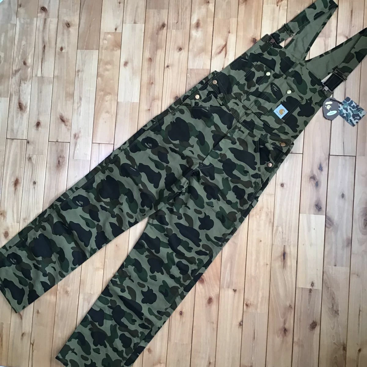A Bathing Ape Carhartt 1st Camo Green Overall Nigo Size M F/S NEW