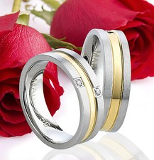 2 Ringe Eheringe Trauringe Verlobungsringe Gold Plattiert Gravur GRATIS TE1014