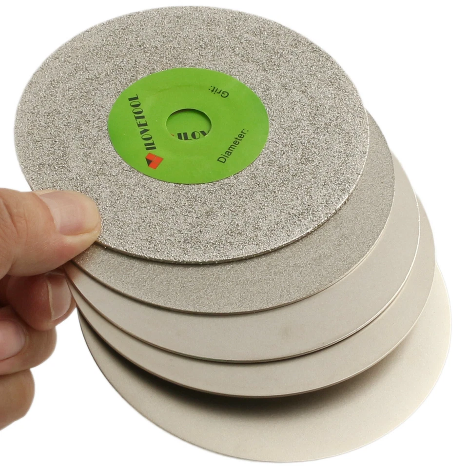 10 peças disco de moagem de diamante 4" 80-3000 grão disco de volta plano roda ferramentas lapidárias - Imagem 4 de 4