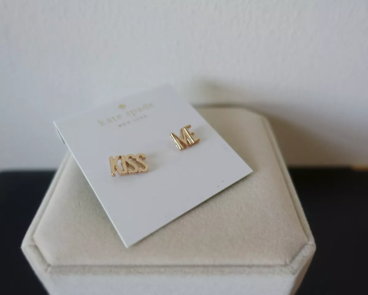 KATE SPADE NEW YORK KISS ME SAY YES WEDDING EARRINGS IN GOLD. NEW