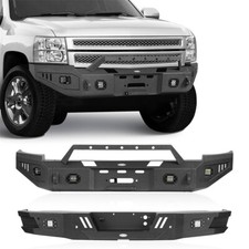 Heavy Duty Steel Front Rear Bumpers Wwinch Plate Fit 07-13 Chevy Silverado 1500