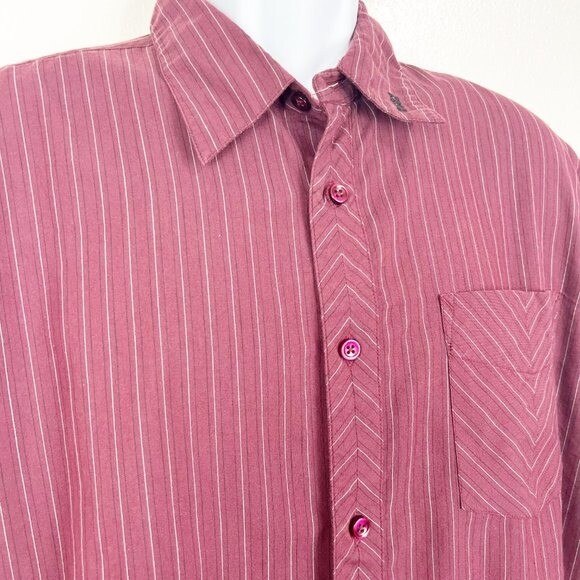 Lost Button Down Up Men Large Maroon Striped Long… - image 6