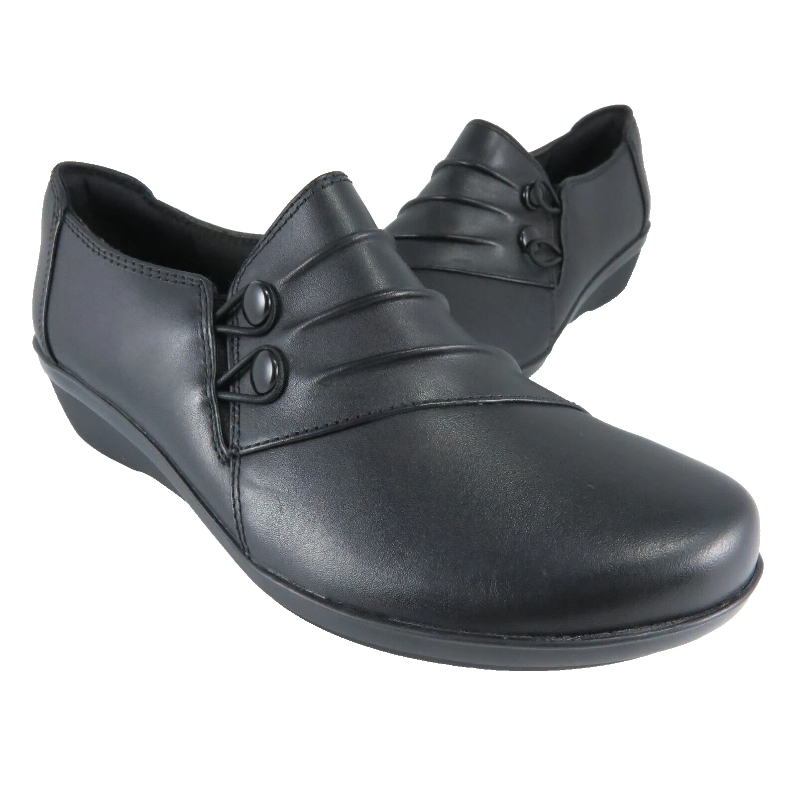 NUOVO ~ Mocassini Clarks Everlay ROMY da donna taglia 5 5 M neri in pelle