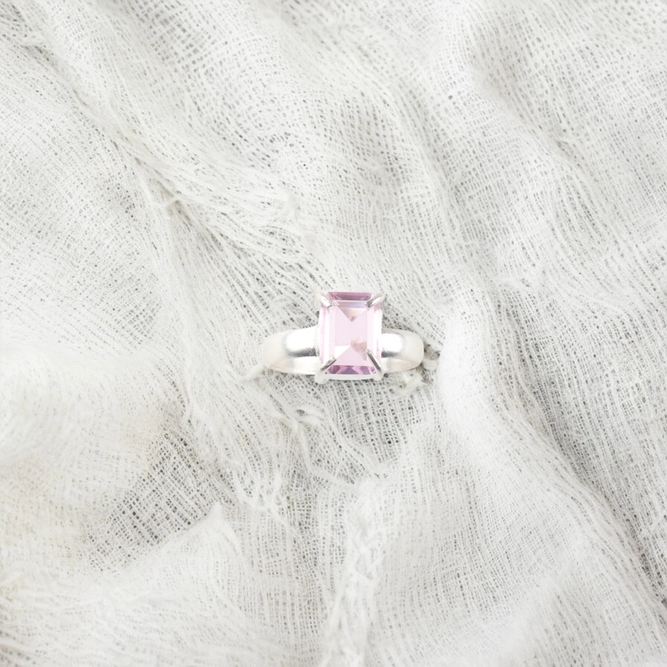 Pink Morganite Gemstone Handmade 925 Sterling Silver Jewelry Gift Ring Gift For - Image 2 of 3