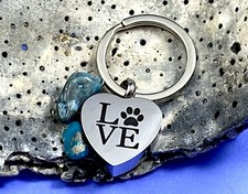 Pet Cremation Pendant Urn Keychain 1" Key Ring Dog Cat Ashes LOVE Pawprint Heart