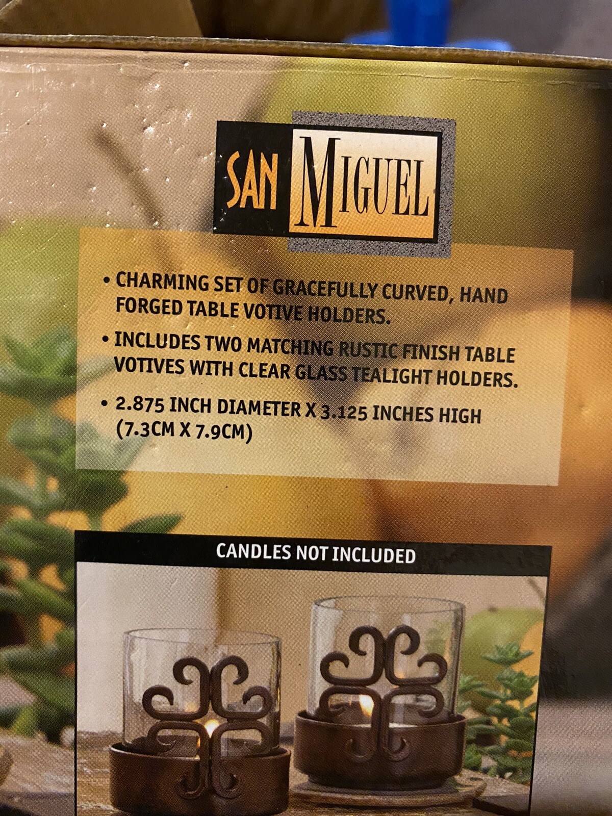 San Miguel Laredo Set Of Two Tea Light Holders. Open box.  Please See Photos
